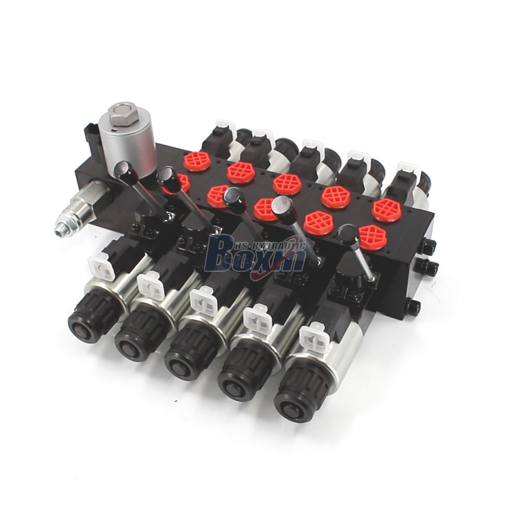 High Pressure DCV56 Solenoid 5 Spool Sectional Hydraulic Valve main image